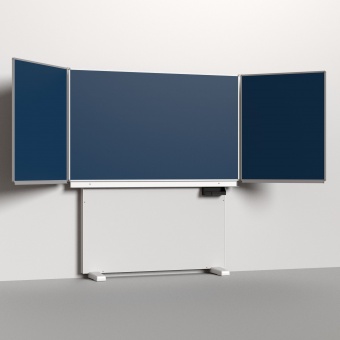 Klapp-Schiebetafel wandmontiert, Stellfuß, Mittelfläche 200x120 cm, Stahlemaille blau 